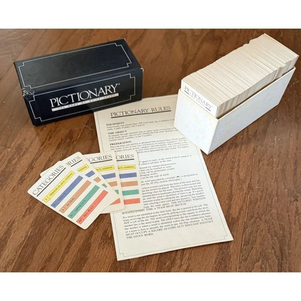 Vtg 1985 Pictionary First Edition Set Replacement Cards + Category Cards Instruc